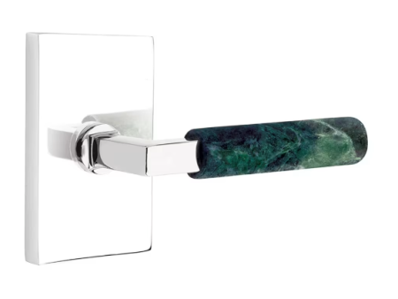 Emtek 5306.LSUS26.MRGN Select Dummy , Urban Modern Rosette , L-Square Stem , Green Marble Handle Fashion